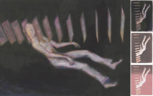 « Chutes » (2023), encre, gouache